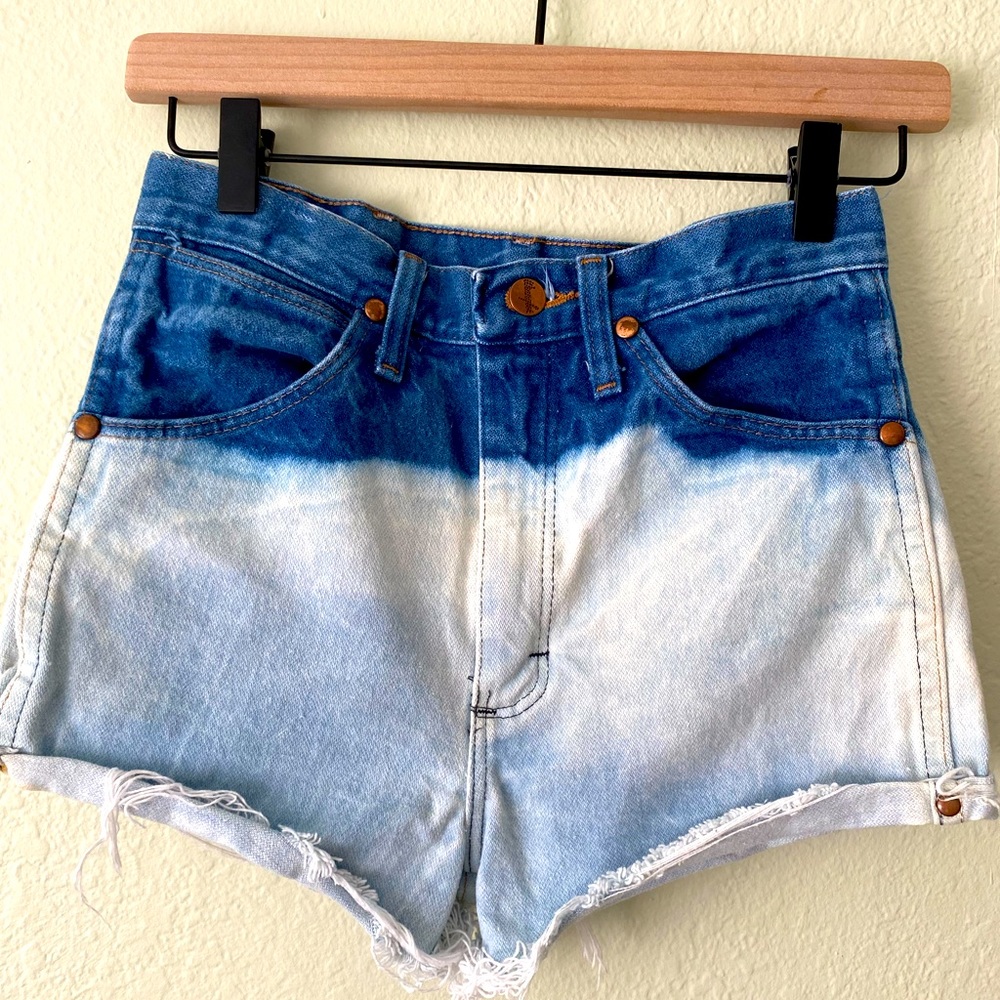 Wrangler Acid Wash Bleach Dip Dye Denim Shorts